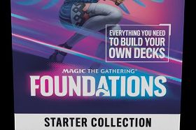 This product is a preorder. It will be available in-store from the 8th of November, or in your mailbox the 15th of November. The Starter Collection contains: 387 Magic: The Gathering cards - Includes 26 traditional foil cards 3 Magic: The Gathering Foundations Play Boosters 90 Basic lands - Of those, 10 are full-art basic lands. 14 Tokens 2 Reference cards 1 "How to Build Your Deck" booklet 1 Click wheel