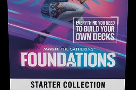 The Starter Collection contains: 387 Magic: The Gathering cards - Includes 26 traditional foil cards 3 Magic: The Gathering Foundations Play Boosters 90 Basic lands - Of those, 10 are full-art basic lands. 14 Tokens 2 Reference cards 1 "How to Build Your Deck" booklet 1 Click wheel